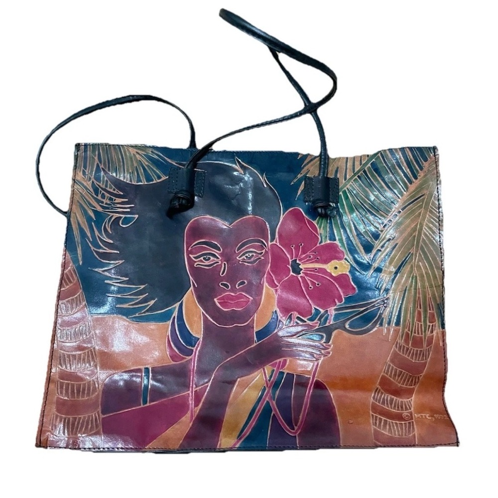 Vintage MTC painted Lady Tote Bag
Purse Handbag Tropical Travel
Floral Palm Tree